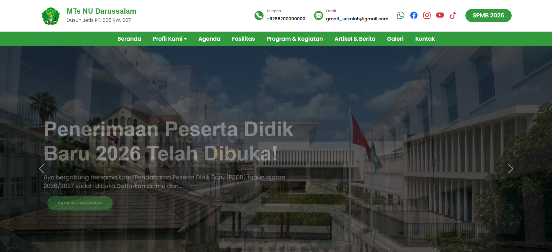 CMS + PPDB + ABSENSI + KARTU PELAJAR OTOMATIS